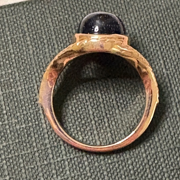 Black Sunstone & Rose gold vermeil over sterling silver ring. Size 9. - Picture 8 of 10